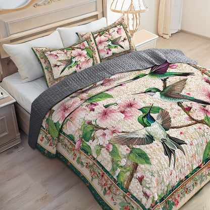 Shineful All Season Quilt 3-Piece Set Hummingbird Blossom