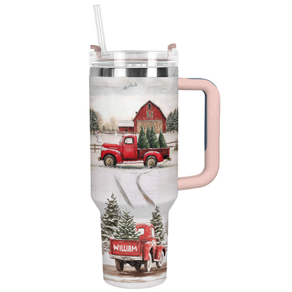 Shineful Personalized Tumbler Vintage Red Truck Christmas