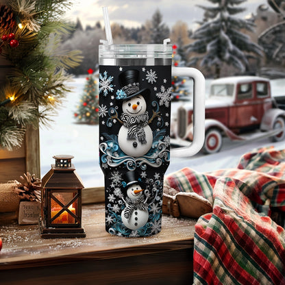 Shineful Glossy Tumbler Snowflake Charm Snowman