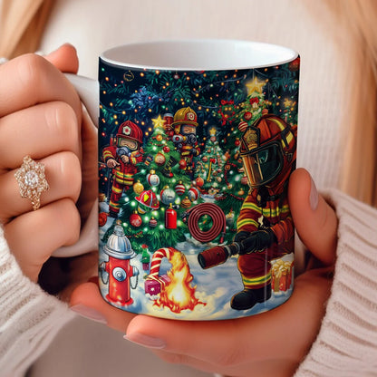 Shineful Ceramic Mug Firefighter's Holiday Rescue