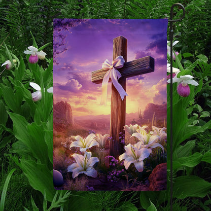 Shineful Garden Flag 12" x 18" Peaceful Sunrise Cross