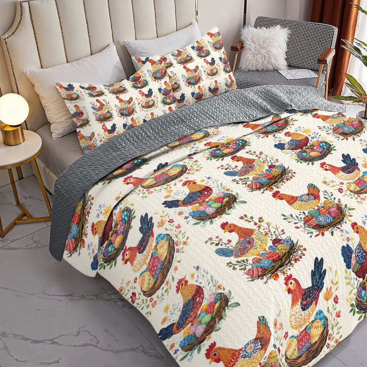 Shineful All Season Quilt 3-Piece Set - Chicken & Egg Nest