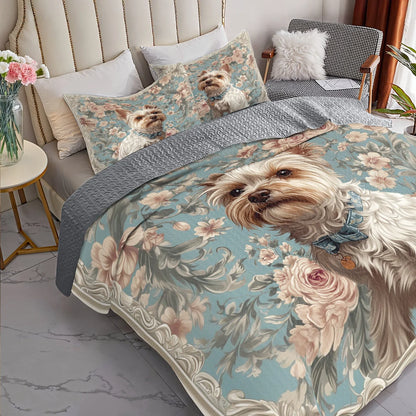 Shineful All Season Quilt 3-Piece Set Royal Yorkie Elegance