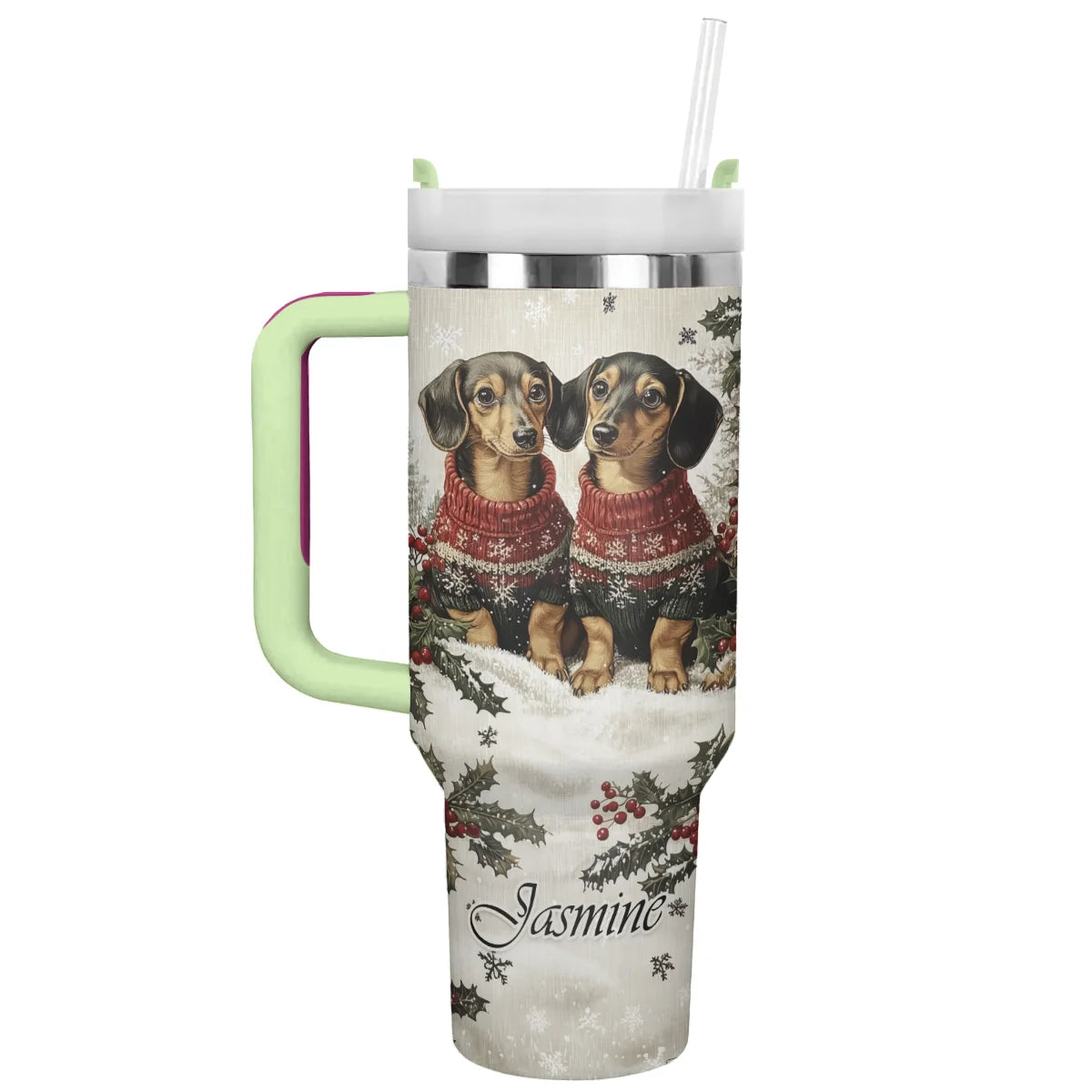 Shineful Tumbler Personalized Christmas Dachshunds