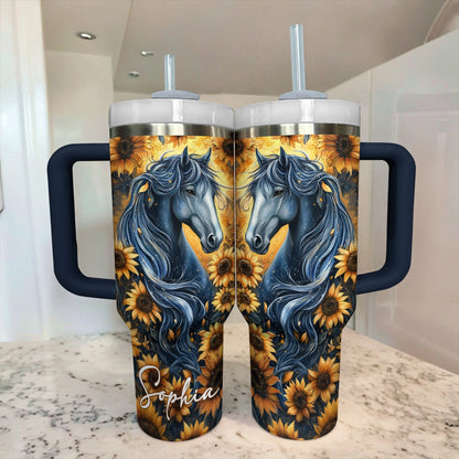 Shineful Tumbler Personalized Sunflower Spirit Horse