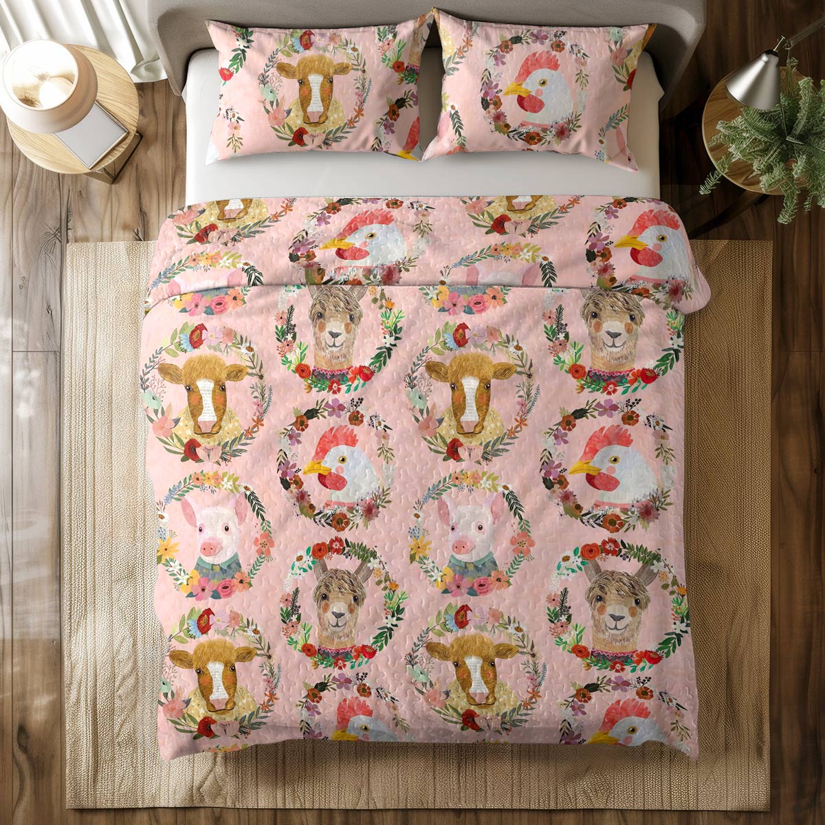 Shineful All Season Quilt 3-Piece Set Floral Farm