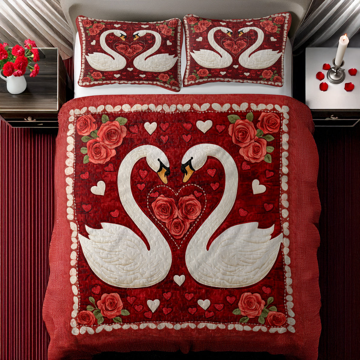 Shineful All Season Quilt 3-Piece Set Swansong Of Love