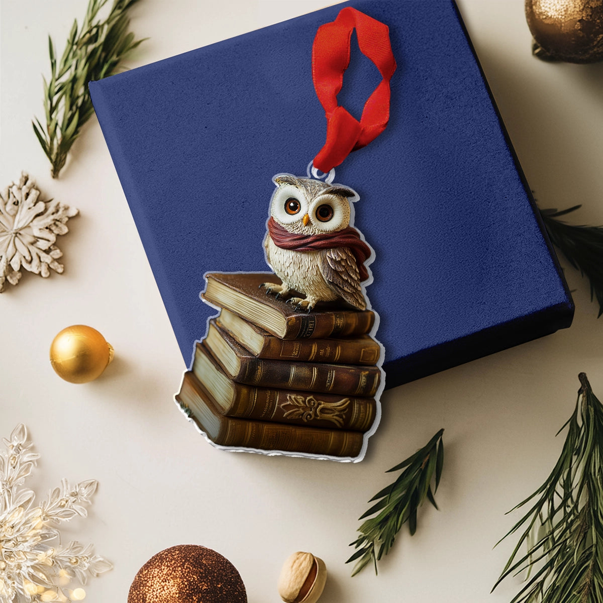 Shineful 2D Acrylic Ornament Owl on Books