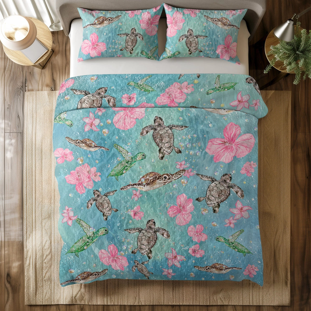 Shineful All Season Quilt 3-Piece Set - Sea Turtle Freedom