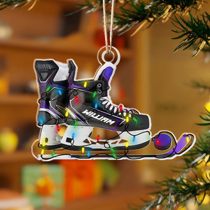 Shineful Personalized 2D Acrylic Ornament - Ice Hockey Skate Christmas