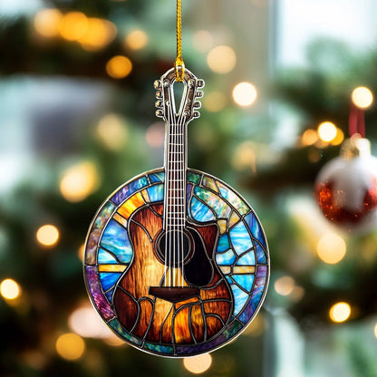 Shineful 2D Acrylic Ornament Stained Glass Guitar