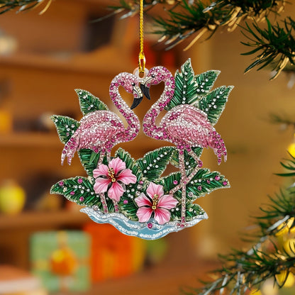 Shineful Acrylic Ornament Love in Paradise Flamingo