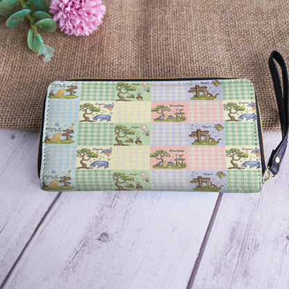 Shineful Leather Clutch Purse With Wristlet Strap Handle Winnie the Pooh Patchwork Dreams