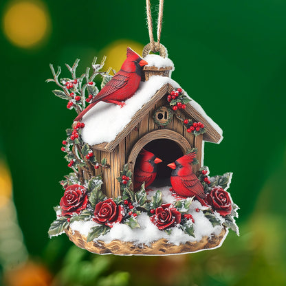 Glänzendes 2D-Acryl-Ornament - Cardinal Cozy Haven