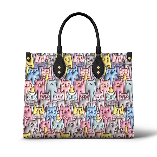 Glänzende Ledertasche Katze 3D