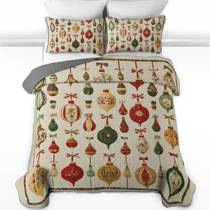 Shineful All Season Quilt 3-Piece Set - Christmas Ornaments