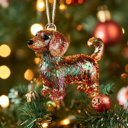 Shineful 2D Acrylic Ornament - Sparkling Dachshund Christmas