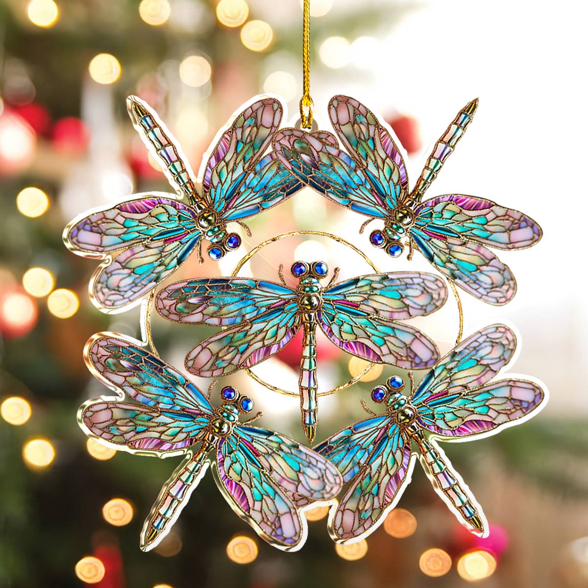 Shineful 2D Acrylic Ornament Stained Glass Dragonfly