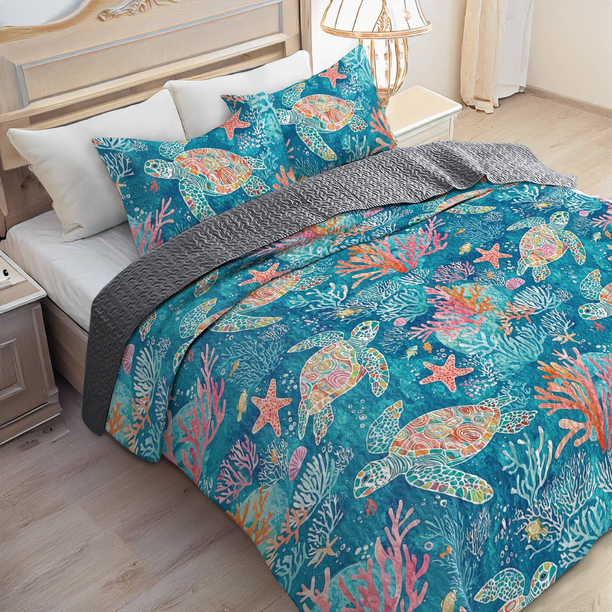 Shineful All Season Quilt 3-Piece Set - Sea Turtle Ocean Dream