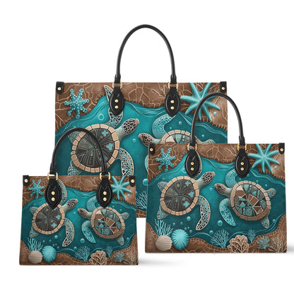 Sac en cuir brillant Tortue de mer Serenity