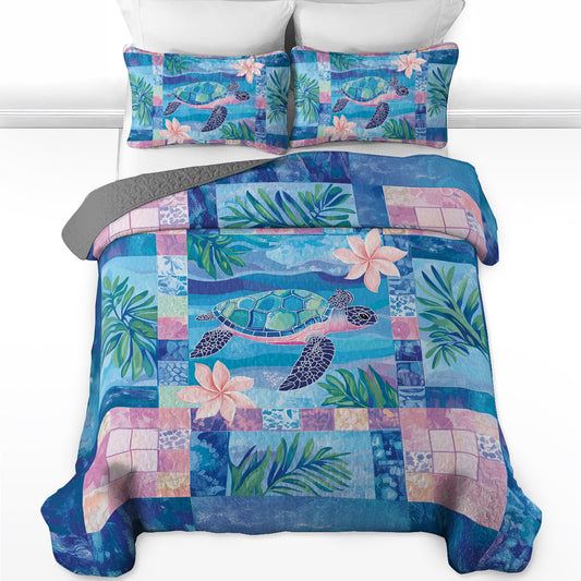 Shineful All Season Quilt 3-Piece Set Sea Turtle Dreams