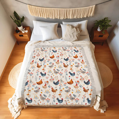 Shineful Woven Tapestry Throw Blanket -  Chicken Flower