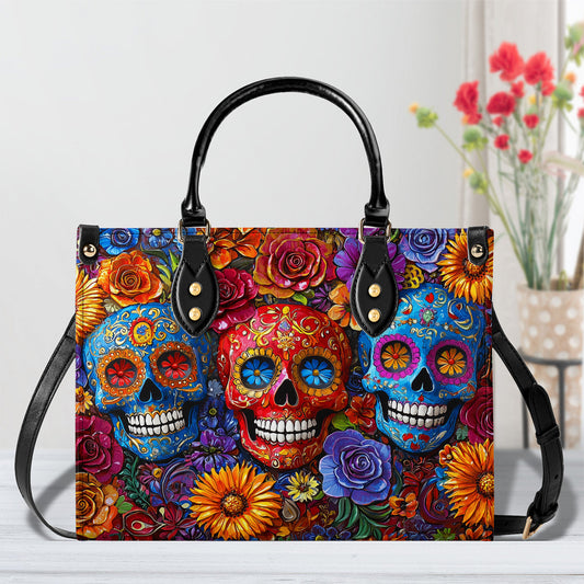 Shineful Leather Bag Vibrant Sugar Skull