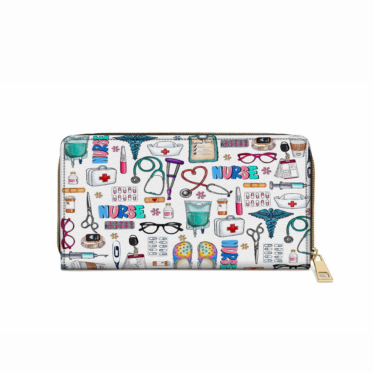 Glänzende Clutch aus Leder mit Trageriemen „Nurse's Pride“