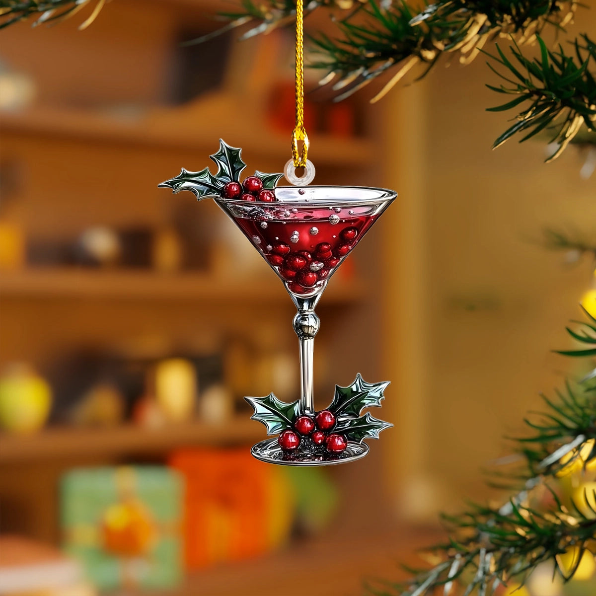 Shineful Acrylic Ornament Holly Berry Martini