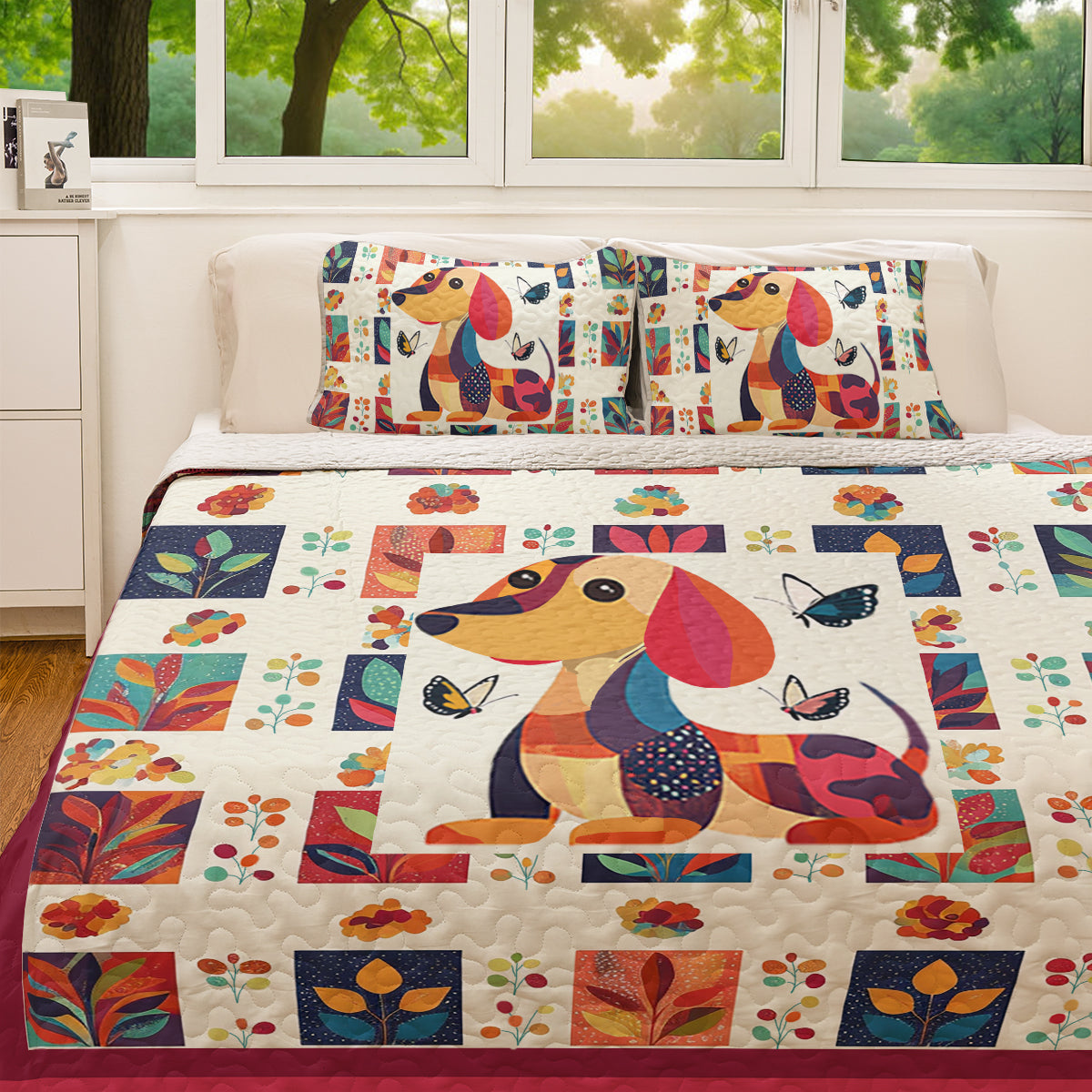 Shineful All Season Quilt 3-Piece Set Dachshund Snuggle