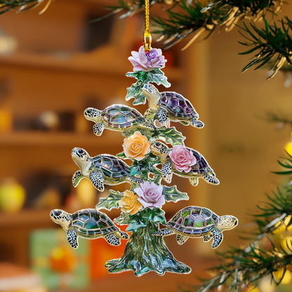 Shineful 2D Acrylic Ornament - Sea Turtle Holiday Tree