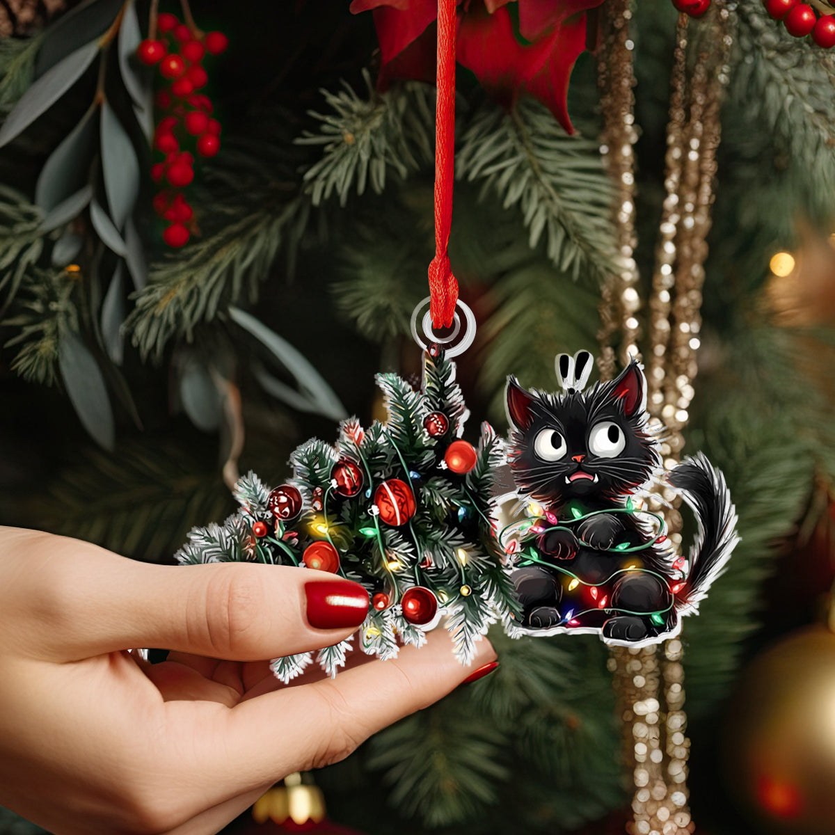 Shineful 2D Acrylic Ornament - Mischievous Cat Christmas