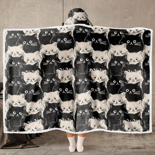 Shineful Wearable Hooded Blanket - Cute Face Cats