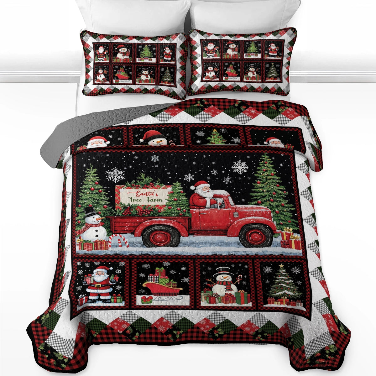 Shineful All Season Quilt 3-Piece Set - Santa's Tree Farm