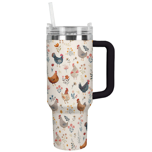 Chicken 40 Oz Shineful™ Tumbler Floral Mn8 40Oz