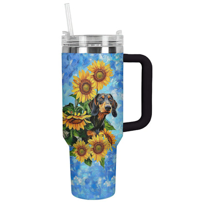 Dachshund 40 Oz Shineful™ Tumbler Sunflower Sky Mn8 40Oz