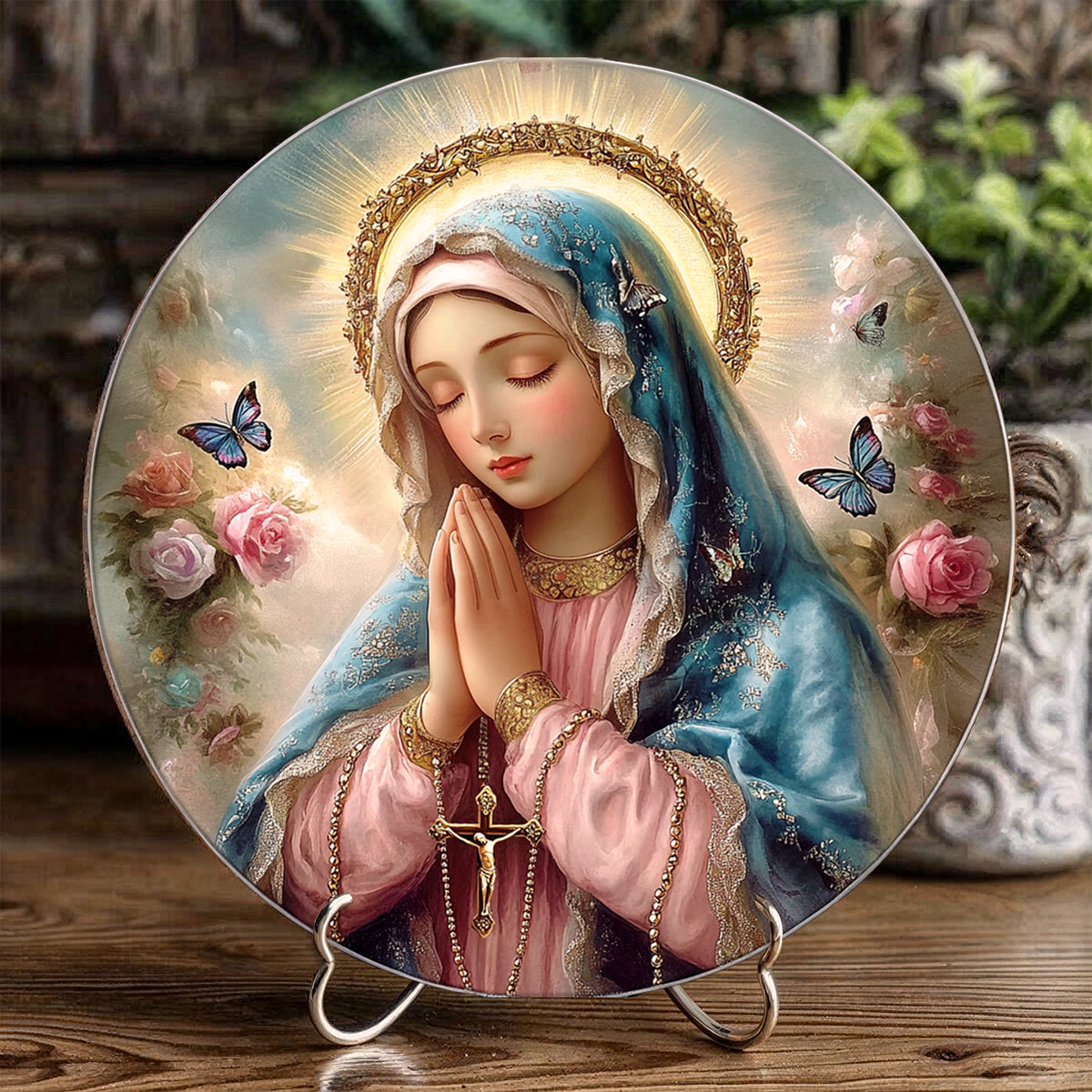 Shineful 2D Wooden Plaque, Hanging Decor, Door Sign Holy Rosary