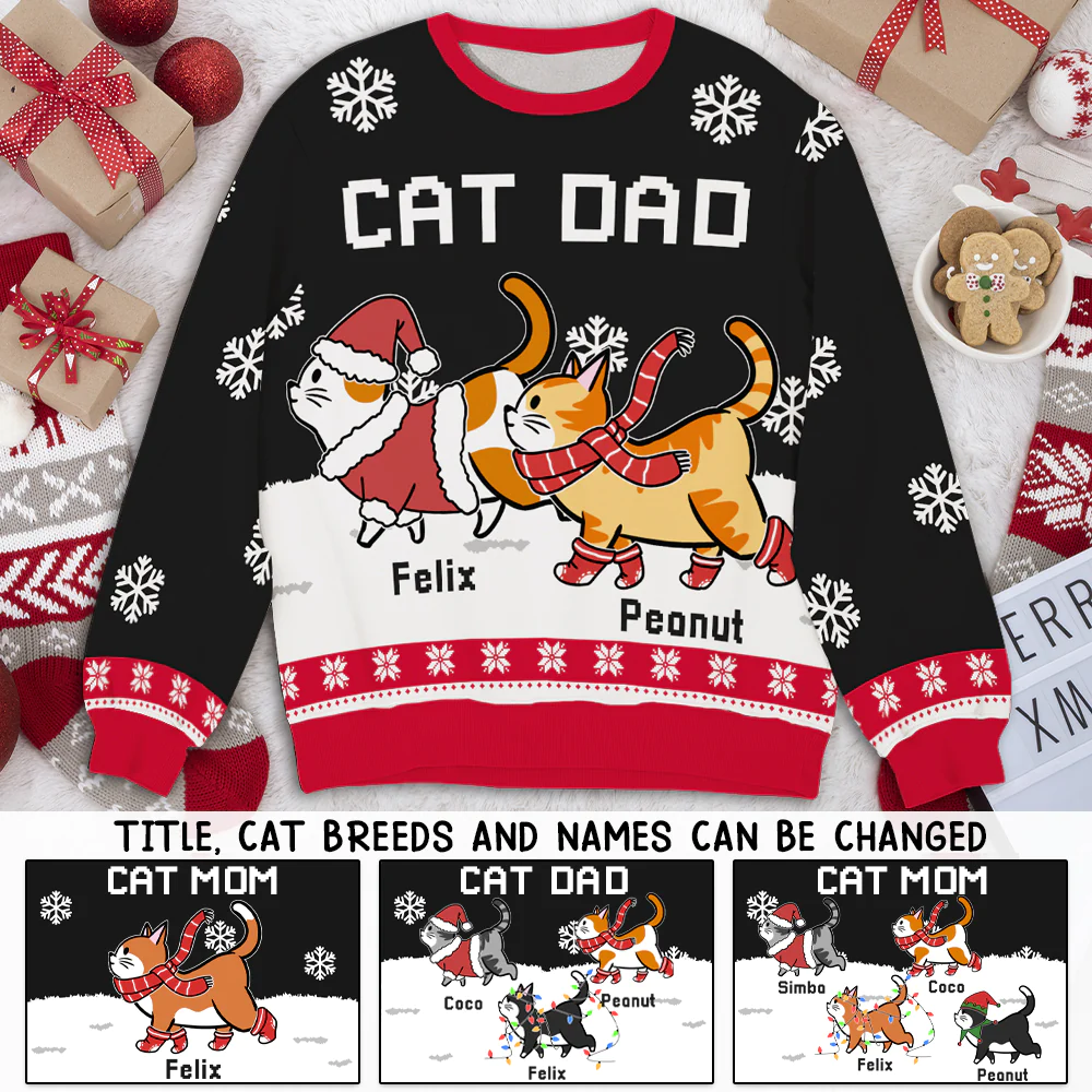 Cat Dad/Mom Winter - Personalized Custom All-Over-Print Sweatshirt