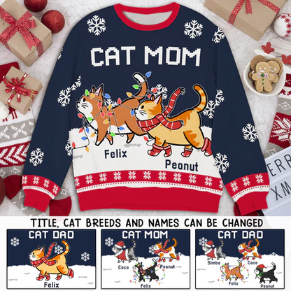 Cat Dad/Mom Winter - Personalized Custom All-Over-Print Sweatshirt