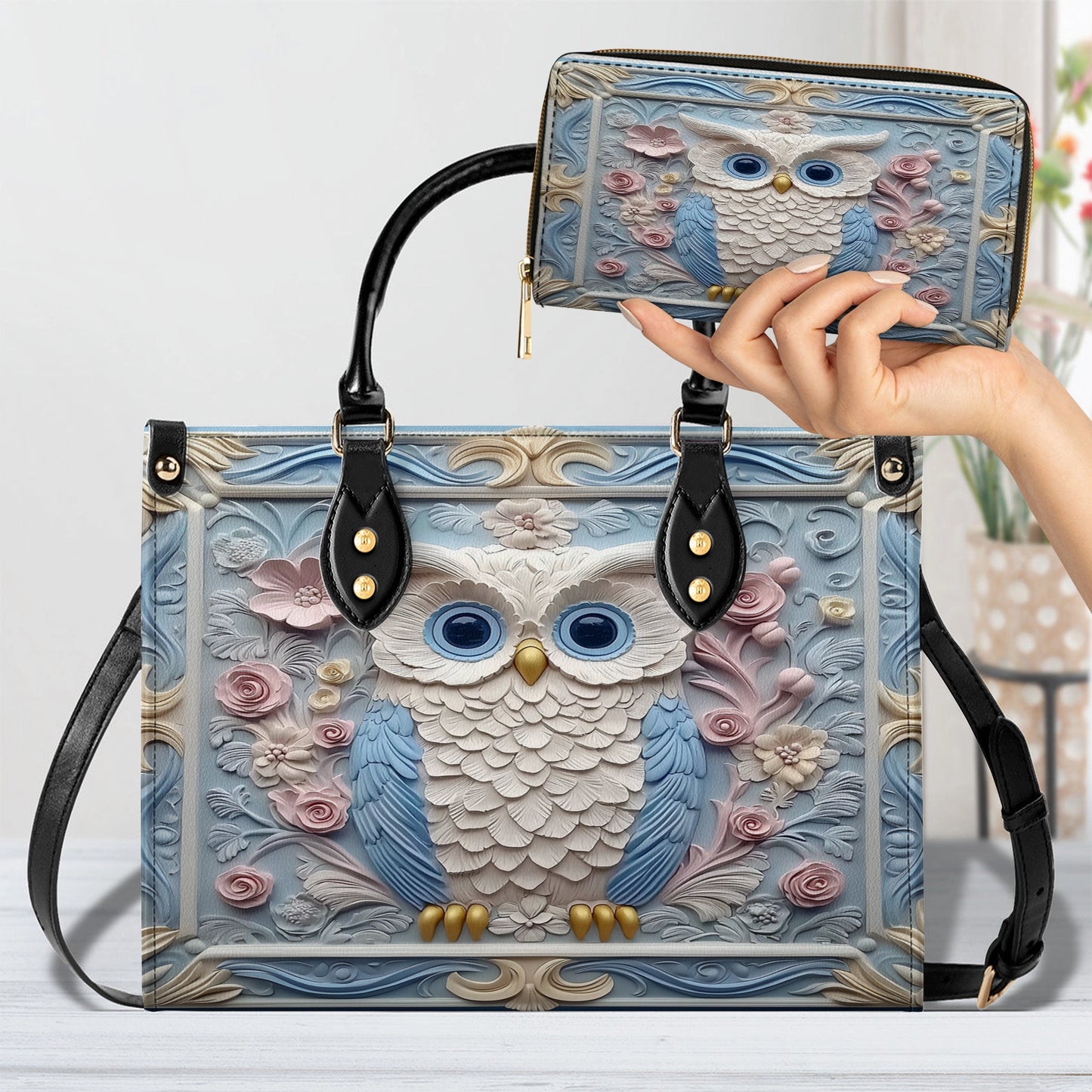 Shineful Leather Bag Whimsical Feathered