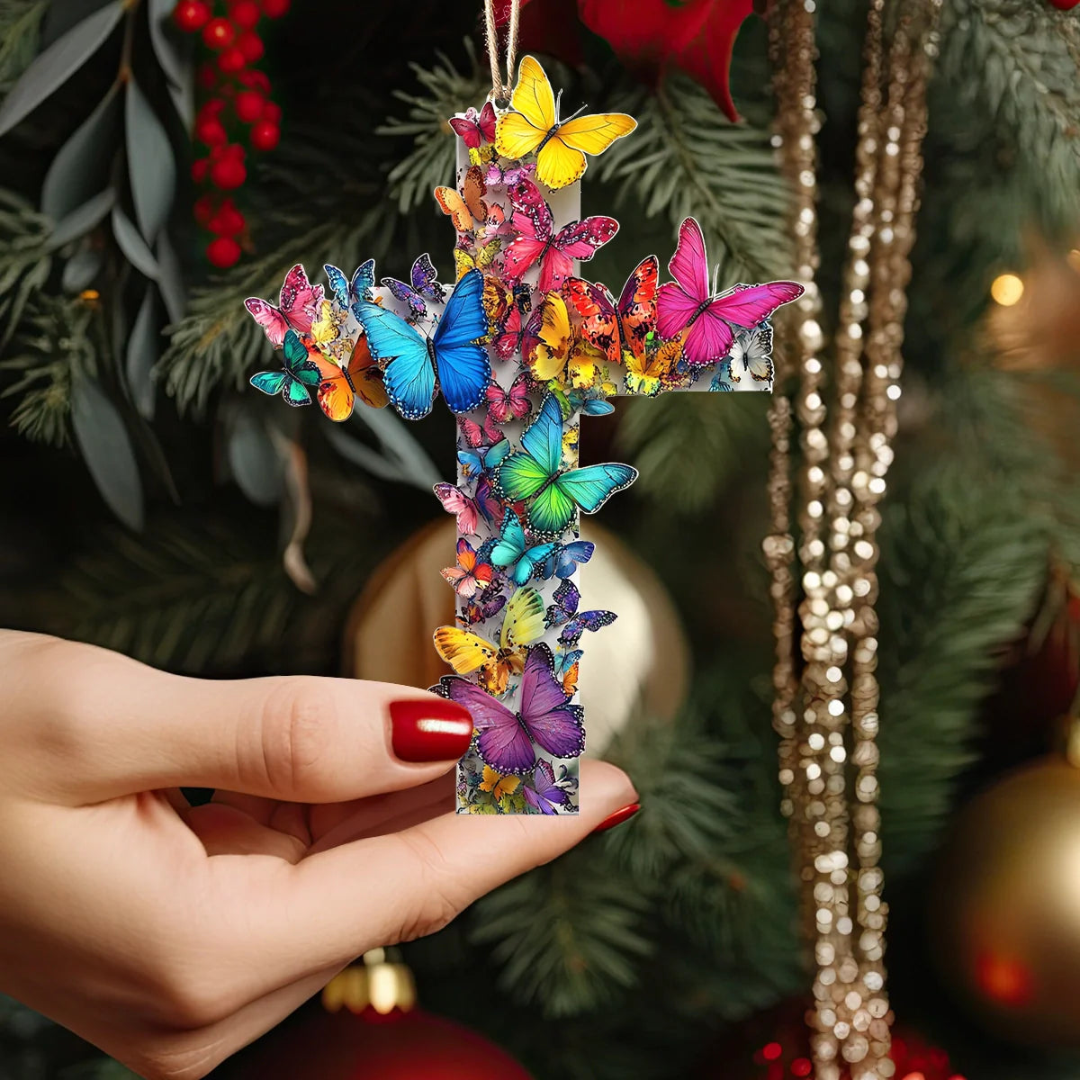 Shineful 2D Acrylic Ornament Butterfly Cross of Transformation