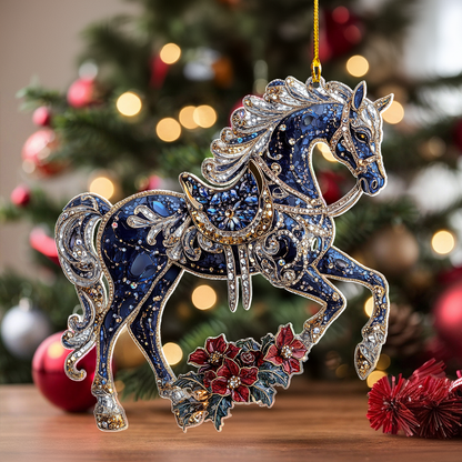 Shineful 2D Acrylic Ornament - Majestic Navy Horse Blossom