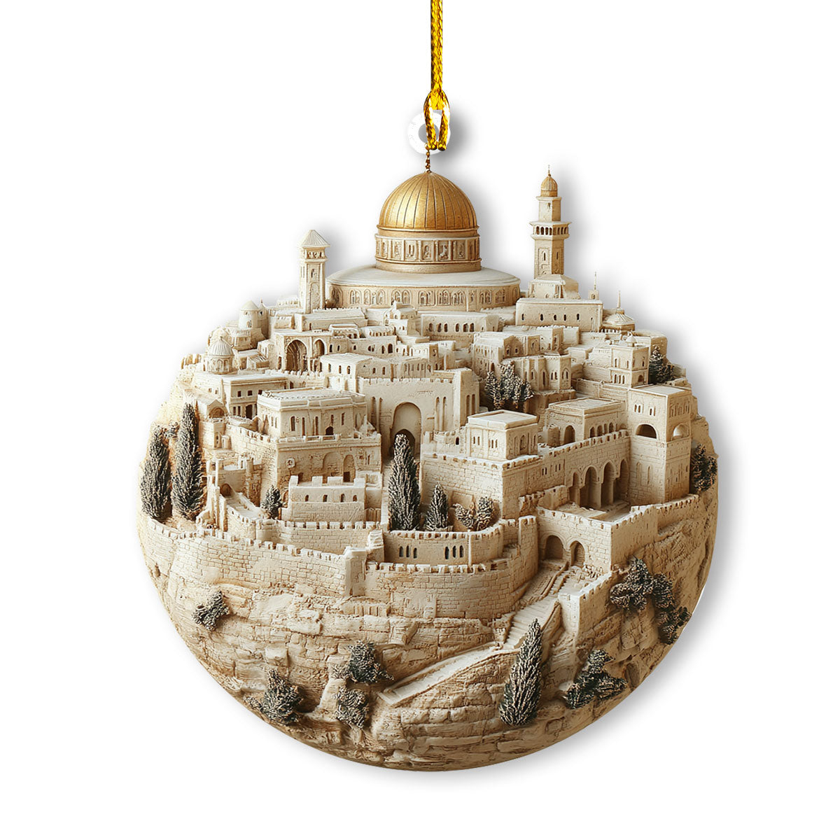 Glänzendes 2D-Acryl-Ornament – ​​Ewiges Jerusalem, Stadt des Glaubens 