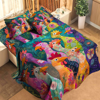 Shineful 4-Piece Bed Sheet Set Chicken Lady