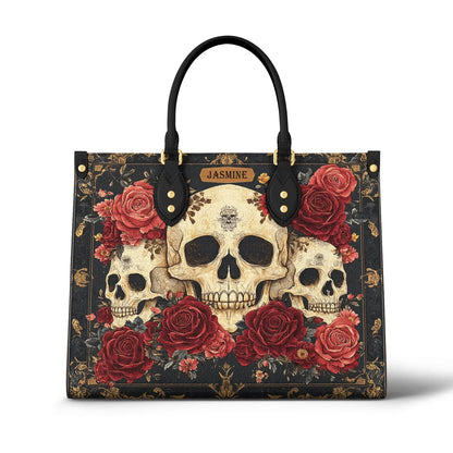 Glänzende Ledertasche Skull And Roses Luxe