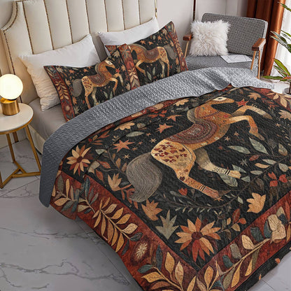 Shineful All Season Quilt 3-Piece Set Meadow Horse