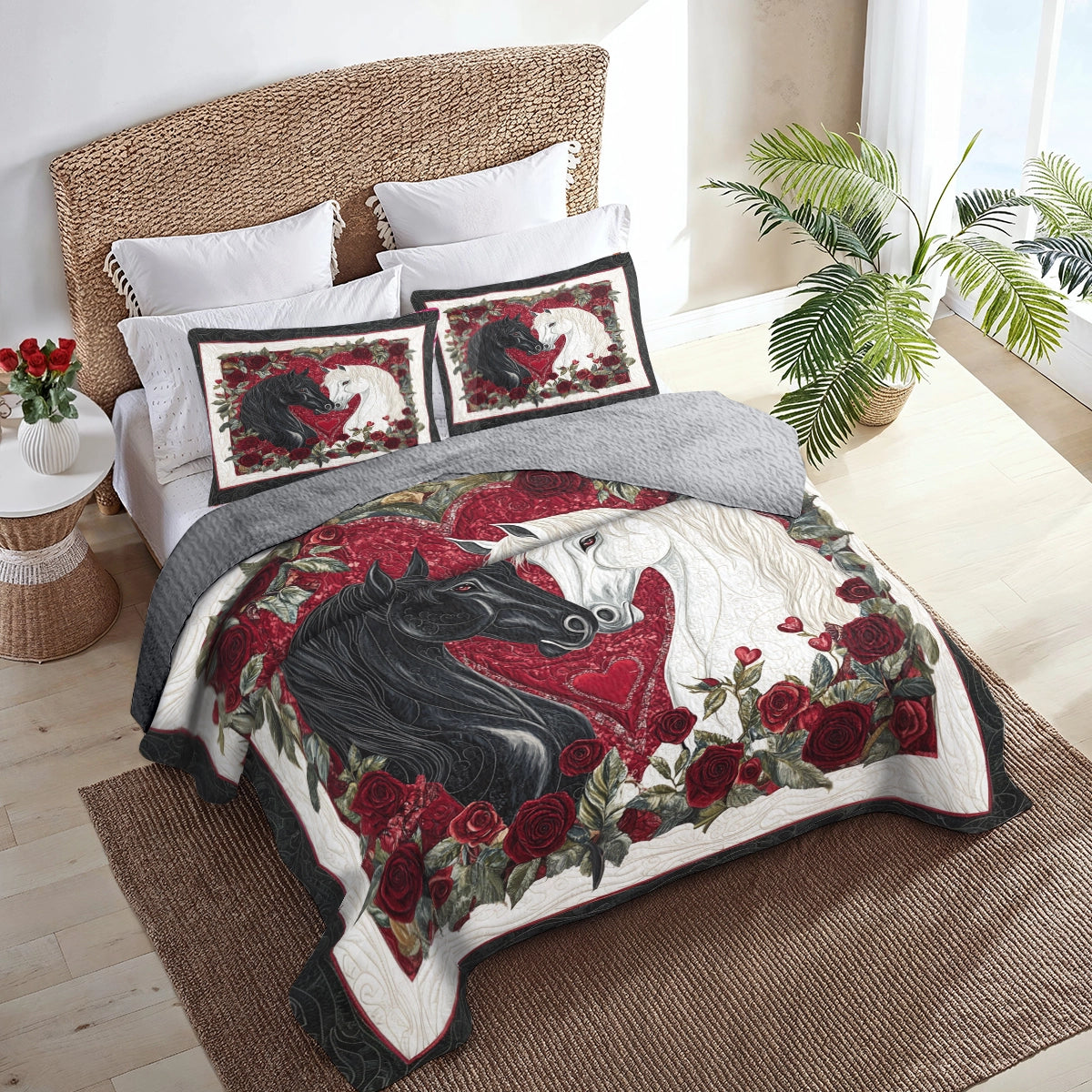 Shineful All Season Quilt 3-Piece Set Eternal Love Horse