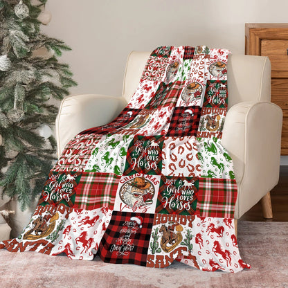 Shineful Fleece Blanket Horse Christmas Cowgirl Spirit