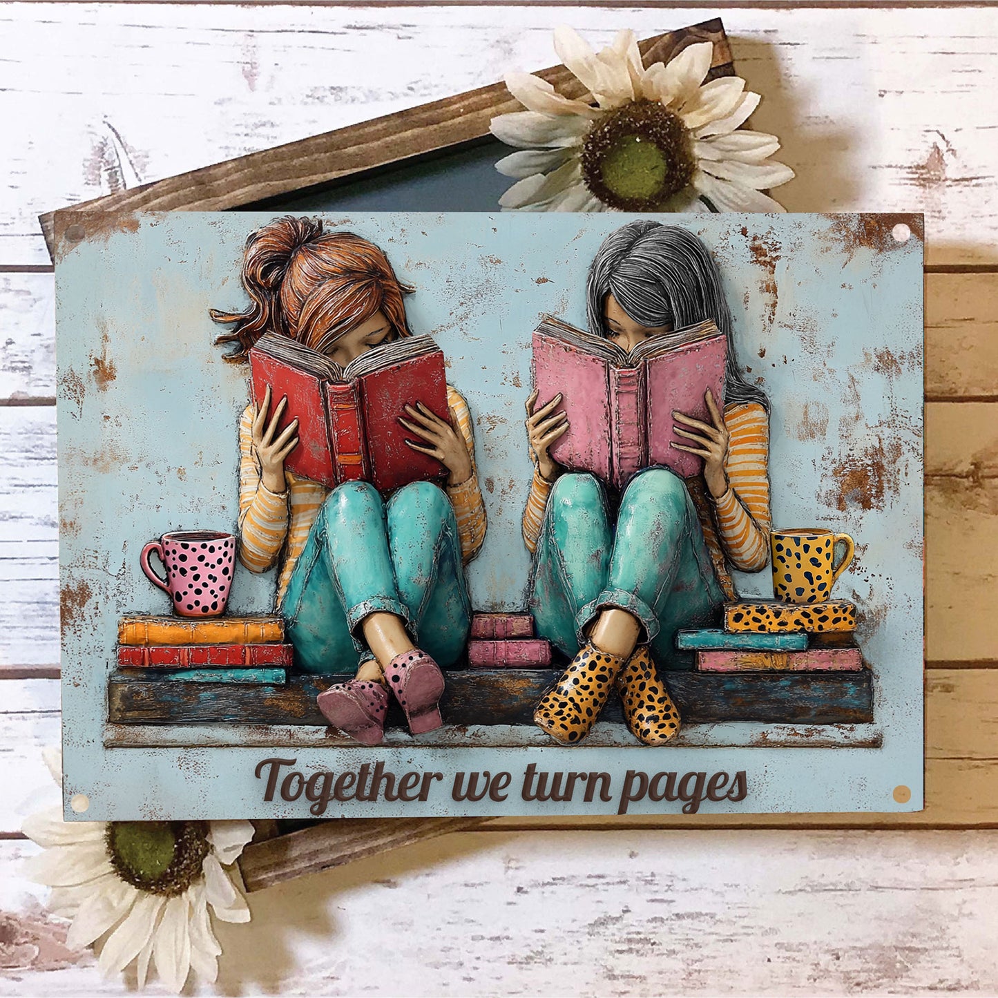 Shineful 2D Metal Sign Like Besties, Like Bookworms