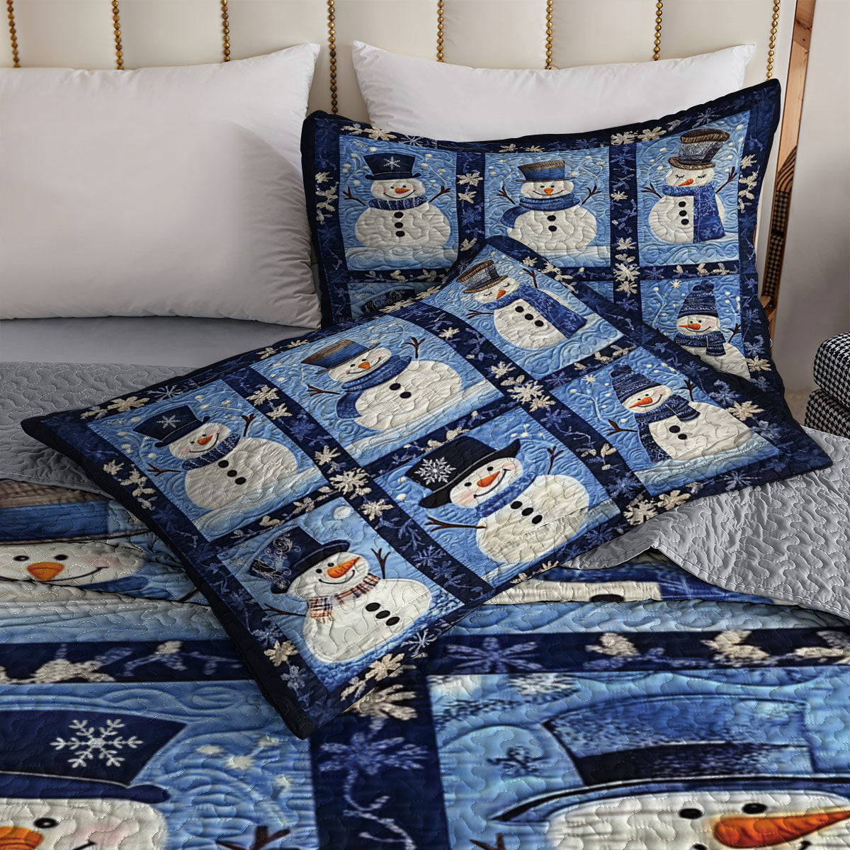 Shineful All Season Quilt 3-Piece Set Frosty Winter Snowman